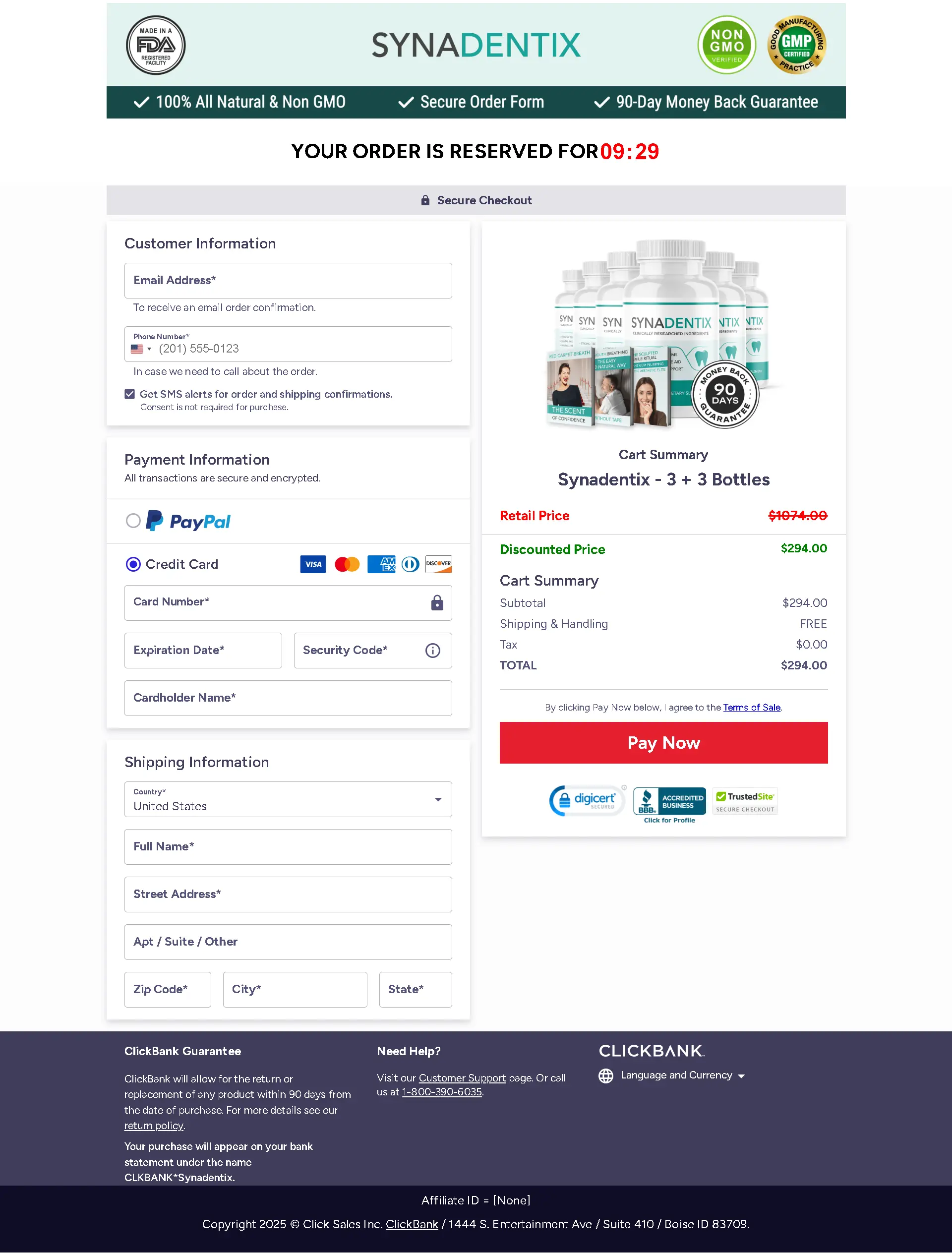 SynaDentix Orders Checkout